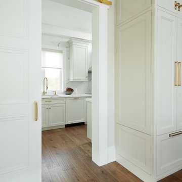 Light Grey Spice Kitchen with Sliding Door
