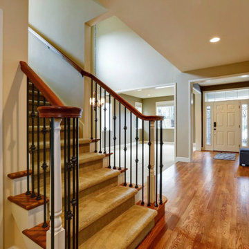 Classic Country Staircase with Iron Balusters