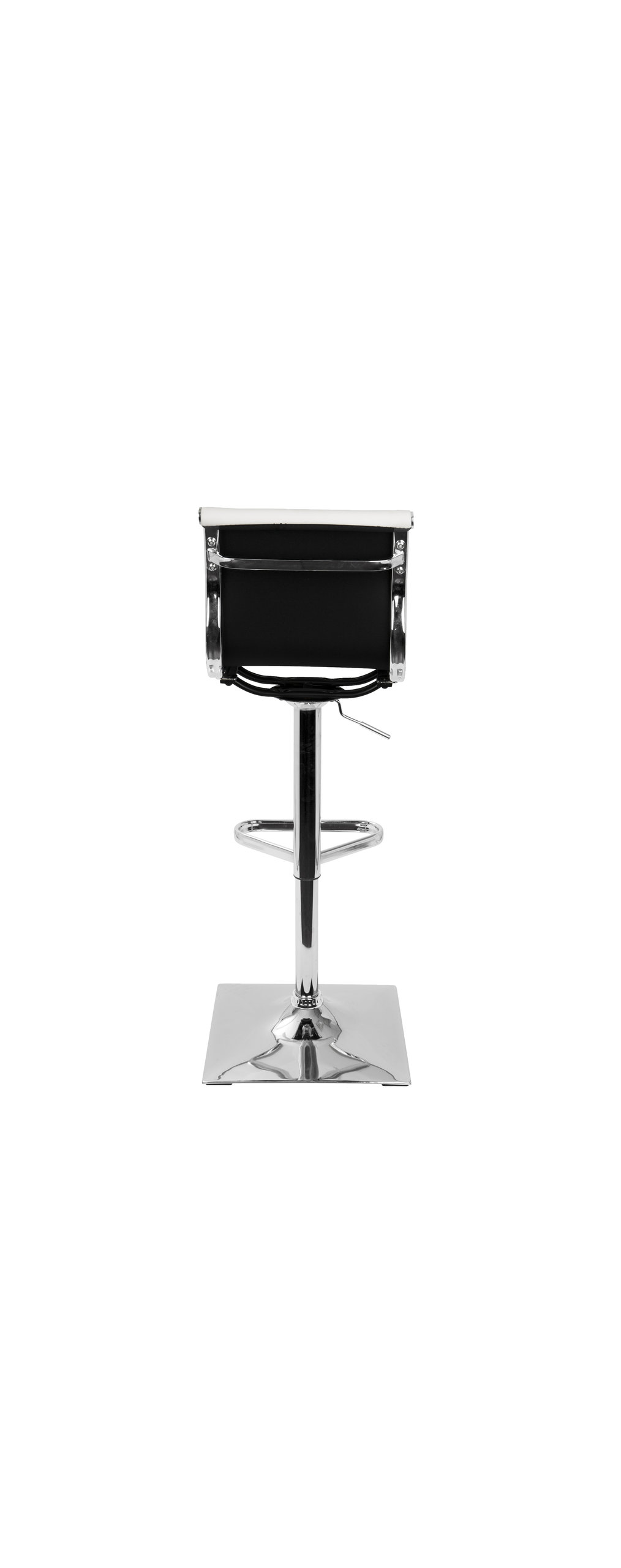 LumiSource Masters Adjustable Barstool With Swivel, White PU Leather