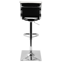 LumiSource Masters Adjustable Barstool With Swivel, White PU Leather