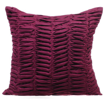 Purple Decorative Pillow Covers 12"x12" Suede Fabric, Sangria Wine Wind Folds