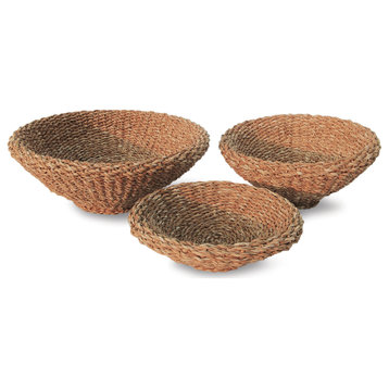 Seagrass Shallow Tapered Baskets, Set of 3