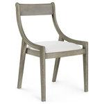Bungalow 5 - Alexa Chair,Gray - Based on a Greek design, the Alexa Chair from Bungalow 5 has hand-carved scrolling, a rounded top edge, and a unique swooped silhouette. Produced in hand-limed oak-a process which Bungalow 5 taught the craftsmen over their years of collaboration-the Alexa Chair is pared back with little ornamentation. The chair has hand-carved details-like the elegant scrolls that top the chair's backrest-and a refined design. The front of the chair's legs top edge is rounded by hand to elevate the overall silhouette. The natural linen drop-in cushion can be easily removed for professional re-upholstery. This Alexa Chair is multi-functional and extremely comfortable. Its minimal style lends to both modern and traditional decors. The piece could be used as an office chair, a dining chair, a vanity seat or in an entryway.