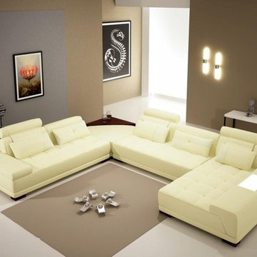 Modern Bonded Leather U Shape Sectional Sofa with Chaise