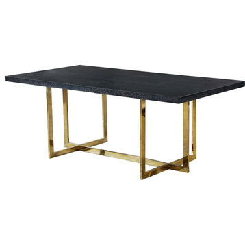 Elle Dining Table, Polished Gold Metal Base