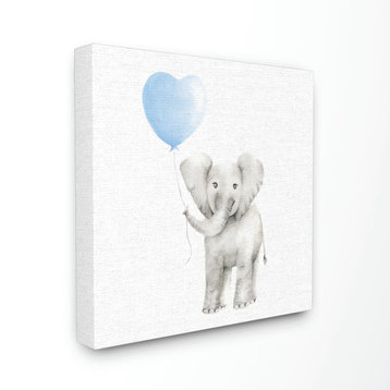 Stupell Industries Baby Elephant Blue Balloon Linen Look, 30"x30" , Canvas