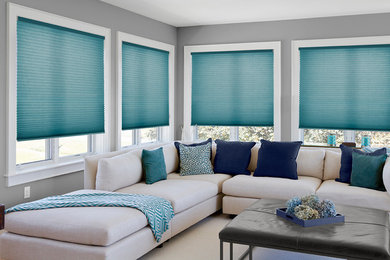 Cordless Cellular Shades - Fabric: Linen Weave Light Filtering Classic Teal