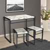 Atlantic 3-Piece Urban White Marble Top w/ Dual-Beam Steel Bar Height Dining Set