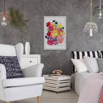"Wildflower Bouquet IV" Framed Painting Print