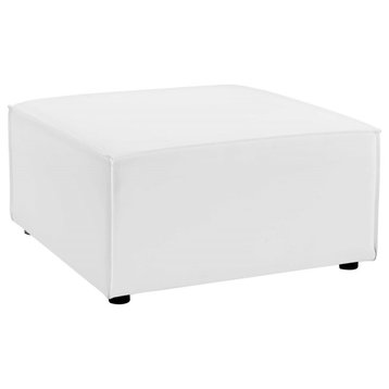Saybrook Outdoor Patio Upholstered Sectional Sofa Ottoman White