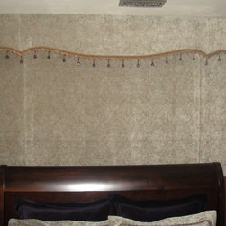 A Shaped Cornice Board & Flat Style Roman Shade Mounted Outside the Window Frame - Products