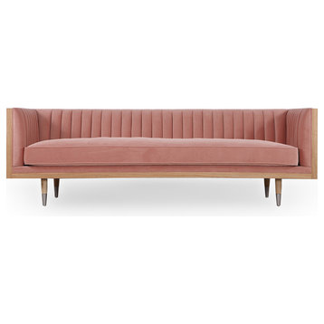 Kardiel Woodrow Linea Modern Sofa, Blush Seat, Ash Base