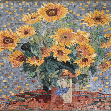 Claude Monet Sunflowers", Mosaic Reproduction "  I Mozaico