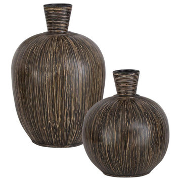 Islander Vase, Natural Bamboo with Black Wash