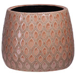 Urban Trends - Round Bellied Ceramic Pot With Leaf Shape Pattern Design, Gloss Apricot - UTC pots are made of the finest terras which makes them tactile and attractive. They are primarily designed to accentuate your home, garden or virtually any space. Each pot is treated with a gloss leaf finish that gives them rigidity against climate change, or can simply provide the aesthetic touch you need to have a fascinating focal point!!