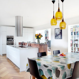 Open plan, mid-century inspired kitchen