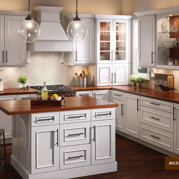 KraftMaid: White Kitchen with Small Center Island