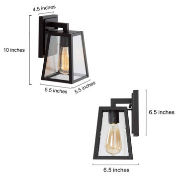 LNC Modern 1-Light Black Outdor Wall Lighits With Seeded Glass