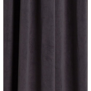 Milan Slate, Luxurious Velvet, Pinch Pleat Drapery Panel, Lined, 24" W X 115"