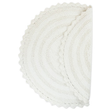 DII White Round Crochet Bath Mat