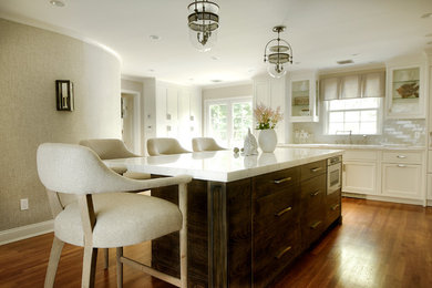 This is an example of a transitional kitchen in New York.