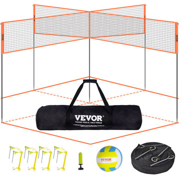 VEVOR 4-Way Volleyball Net Adjustable Volleyball Game Set with Ball Carry Bag