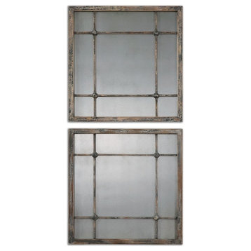 Smoked Antiqued Glass Mirror Squares