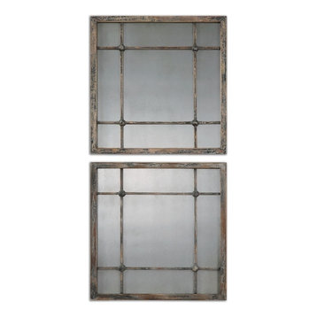 Smoked Antiqued Glass Mirror Squares