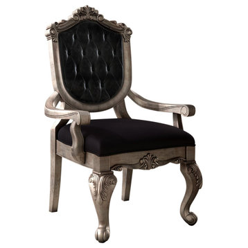 Chantelle Arm Chair, Silver Gray Silk-Like Fabric and Antique Platinum
