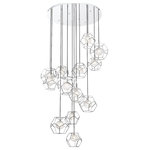 Eurofase - Eurofase Norway 13-Light LED Chandelier, Chrome/Clear - Polished hexagonal cage with a handmade ice glass feature