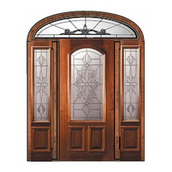 Prehung Side lights-Transom Door 80 Wood Mahogany Evangeline - Front Doors
