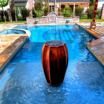 Rectangular Pool 3 - disappearing fountain and pergola