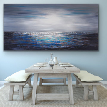 36x60 " Blue coastal painting Large Modern contemporary beach art Custom order