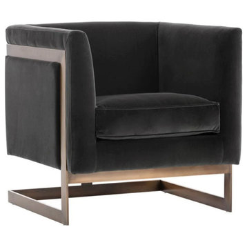 Quenby Armchair, Antique Brass, Giotto Shale Gray