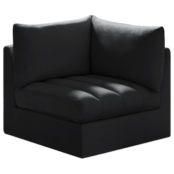 Jacob Velvet Upholstered Modular Corner Chair, Black