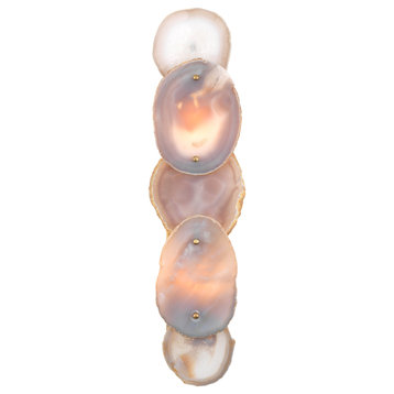 Gorgeous Natural Agate Slice Wall Sconce 26" Tall Lavender White Geode Stone