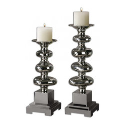 www.essentialsinside.com: anoka nickel candleholders, set of 2 - Candleholders