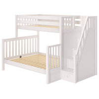 Maxtrix High Twin XL over Queen Bunk Bed with Stairs, Slat, White