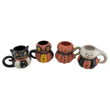 Johanna Parker Pumpkin Peeps 4 Piece Set of Vintage Style Halloween Ceramic Mug