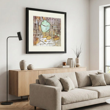 Contemporary Open Concept Living Space with Curved Oak Console