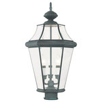 Livex Lighting - Livex Lighting Georgetown Light Outdoor Post Lantern, Charcoal - The Georgetown looks to add regal elegance to your home with a line of lighting that embodies classic design for those who only want the finest. Using the highest quality materials available, the Georgetown begins with solid brass so that each fixture not only looks fantastic, but provides a fit and finish that will last for years as well.