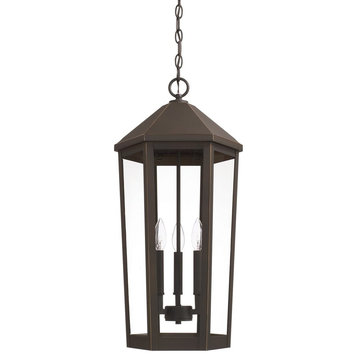 Capital-Lighting Ellsworth 3-Light Outdoor Hanging Lantern, Oiled Bronze