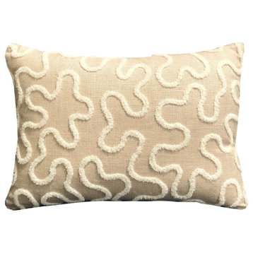 Plutus Chandra Taal Beige Geometric Luxury Throw Pillow Double Sided 24"x24"