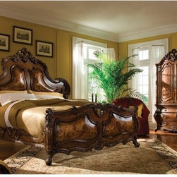 AICO Furniture - Palais Royale Panel Bedroom Set in Rococo Cognac - 71012-35-2SE - Bedroom Furniture Sets