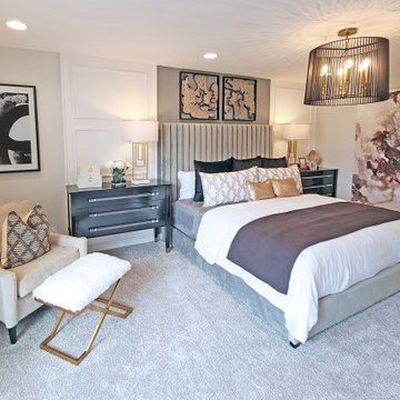 Wiregrass - Wilshire Model Monochromatic Transitional Master Bedroom