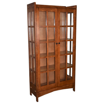 Crafters and Weavers Arts and Crafts 39" Solid Wood China Cabinet in Cherry