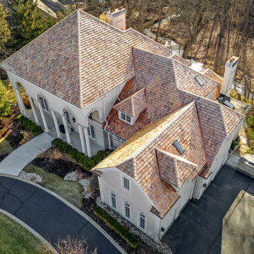 Cedar Shake roof replacement - custom copper fabrication - North Barrington, IL
