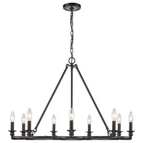 Saxon 9-Light Chandelier, Aged Bronze