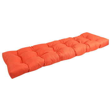 55"X19" Tufted Solid Outdoor Spun Polyester Loveseat Cushion, Tangerine Dream