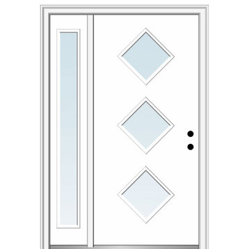 48"x80" 3 Lites Clear Left-Hand Inswing Primed Fiberglass Door, 4-9/16"